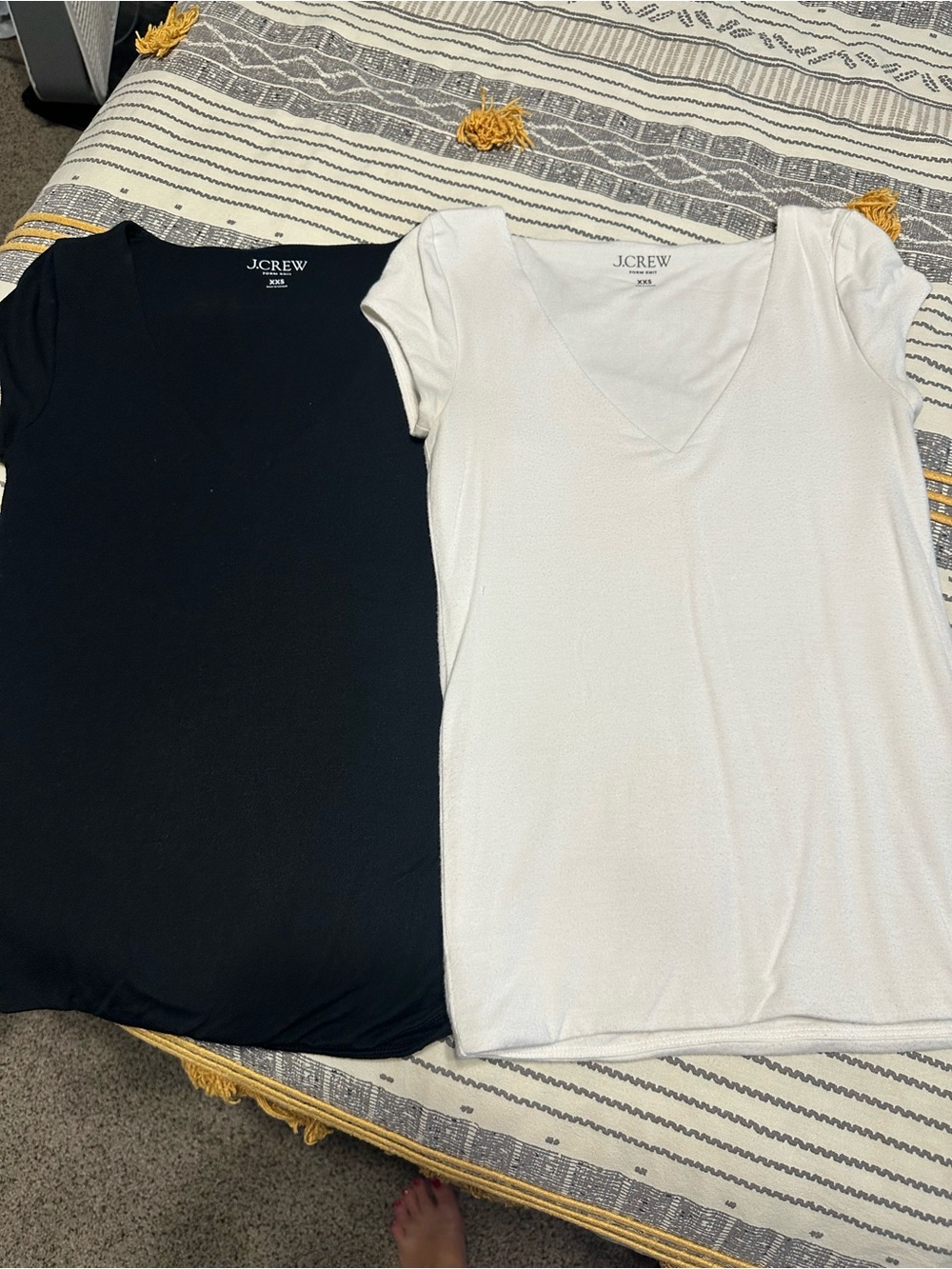 J. Crew Short Sleeve V-Neck Tee Set in Black and White